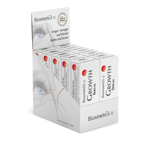 Biosmetics Eye Care - Thekendisplay Growth Serum 3ml; gefüllt mit (10 Stk.)